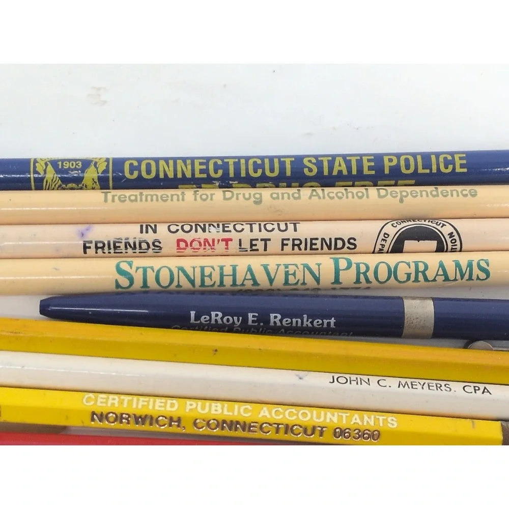 Lot of 17 Vintage Pencils from Connecticut Business Advertising SCSU Police More